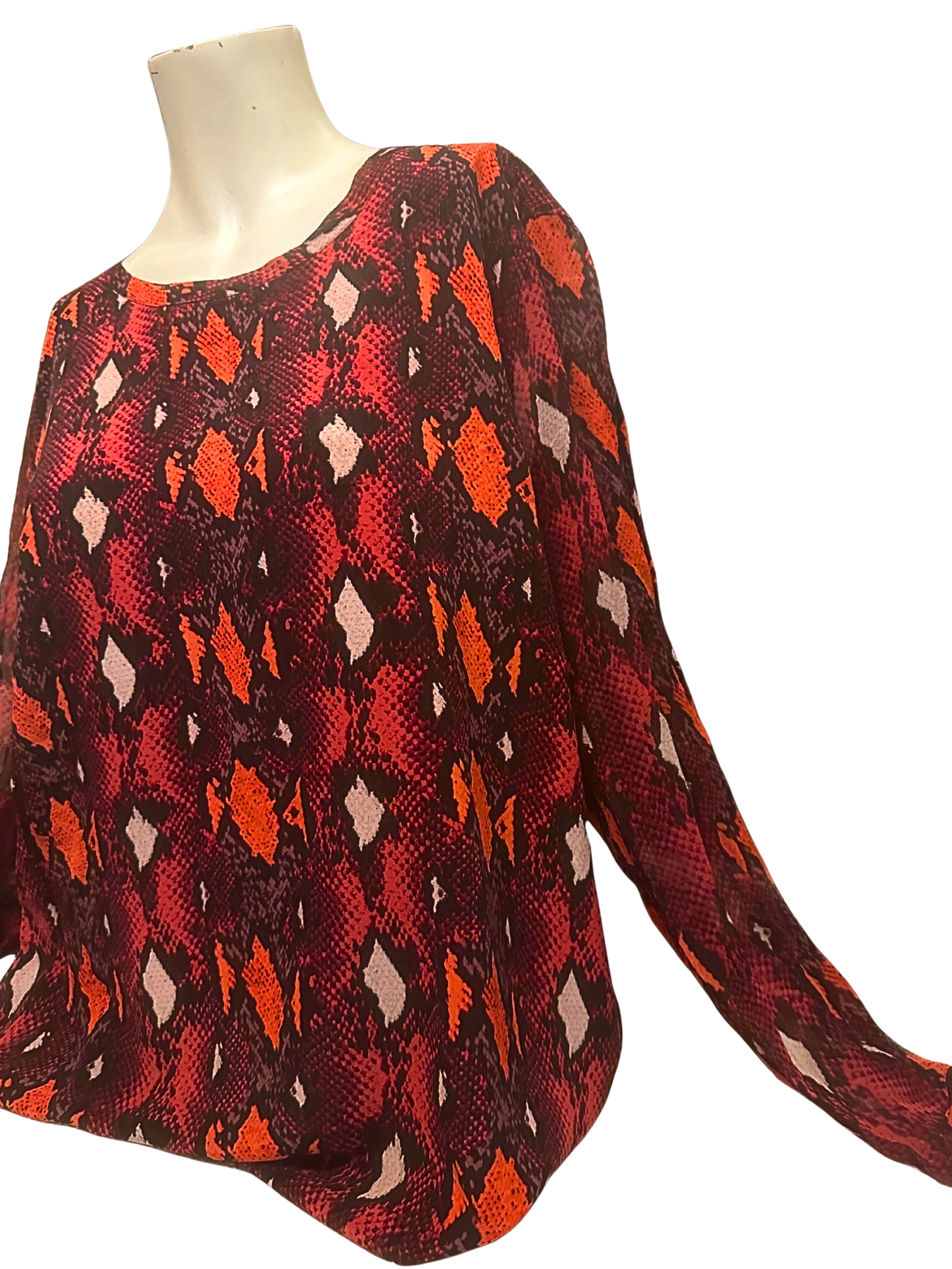 snake print silk blouse