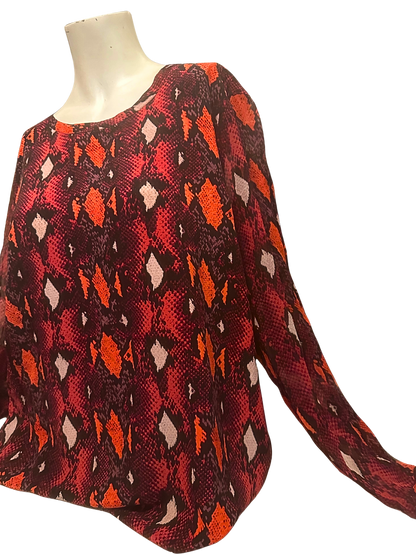 snake print silk blouse