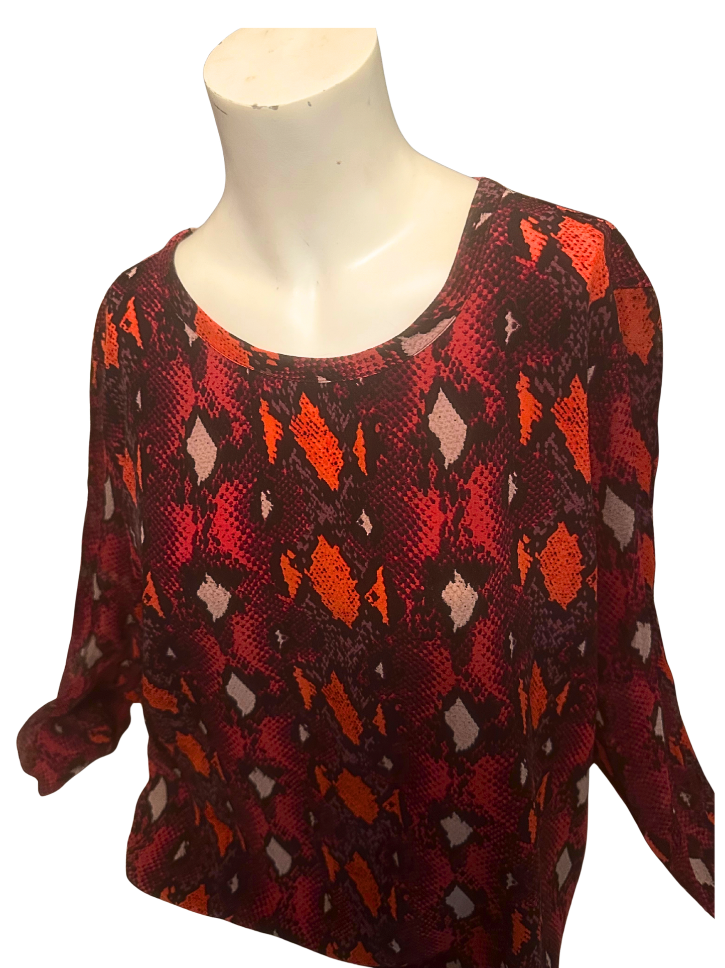 snake print silk blouse