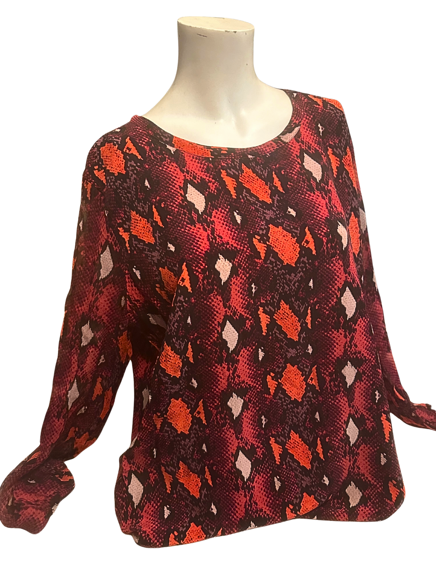 snake print silk blouse