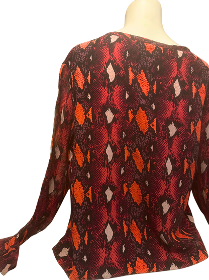 snake print silk blouse