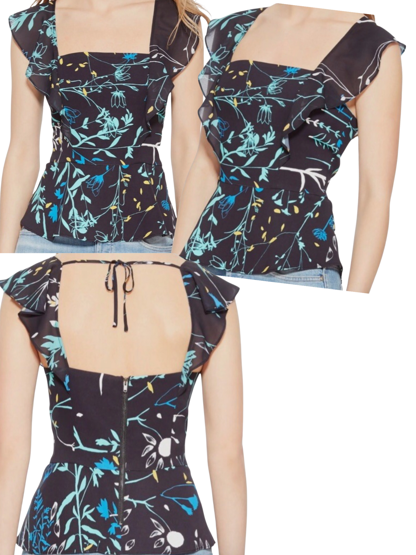 ruffle peplum crepe tank