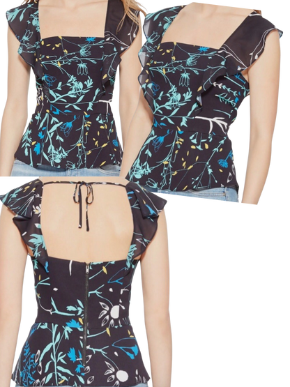 ruffle peplum crepe tank