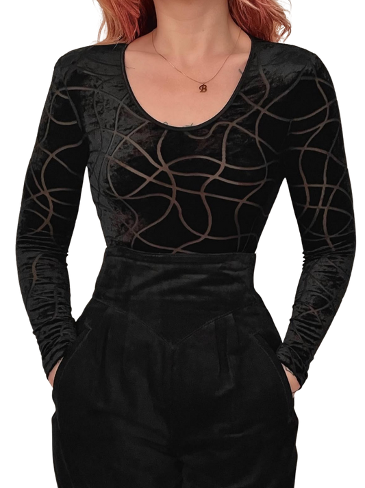 black velvet vintage bodysuit